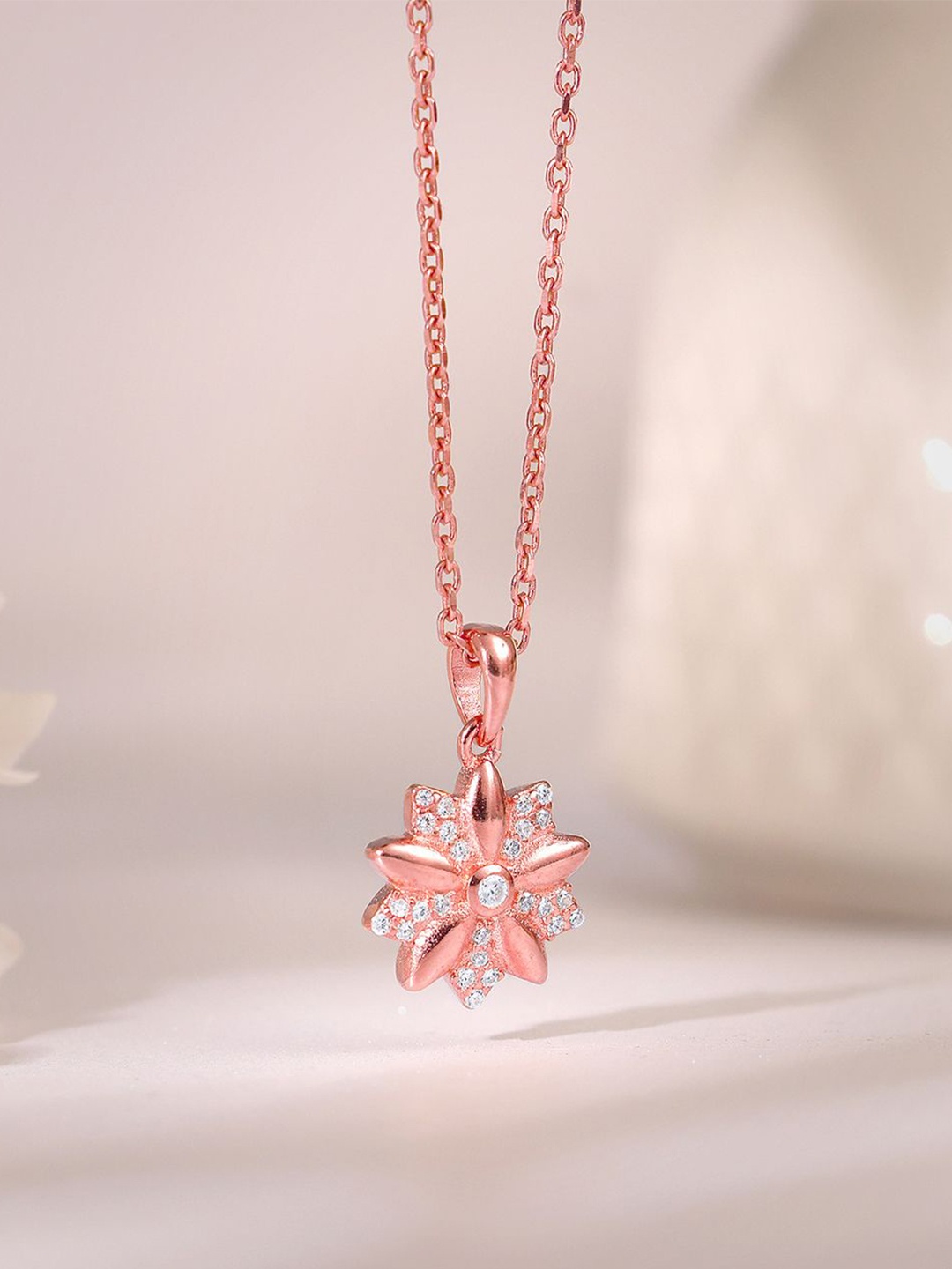 

GIVA Rose Gold-Plated Floral Pendants with Chains