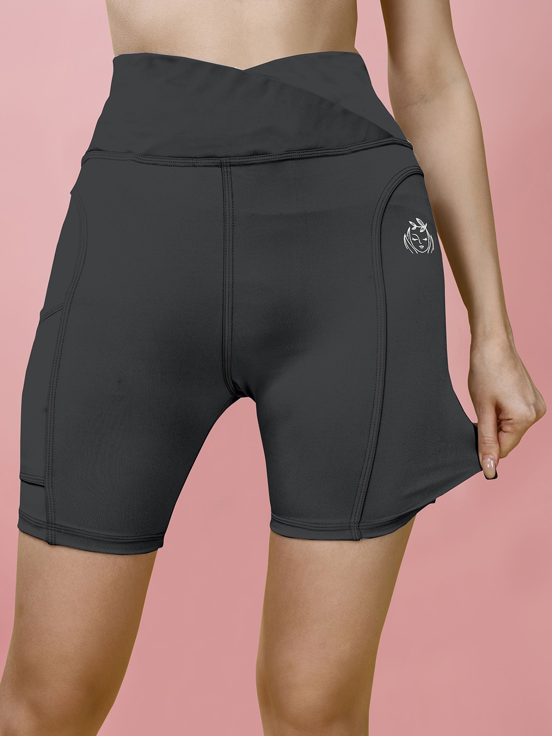 

POOJARAN SAREE Women High Rise Yoga Tights, Grey
