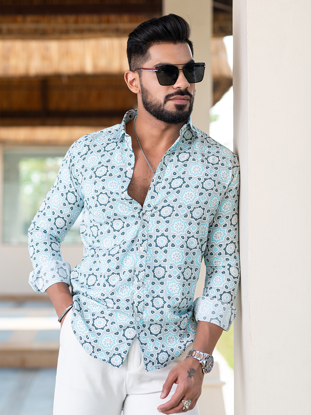 

Tistabene Men Comfort Floral Opaque Printed Casual Shirt, Grey