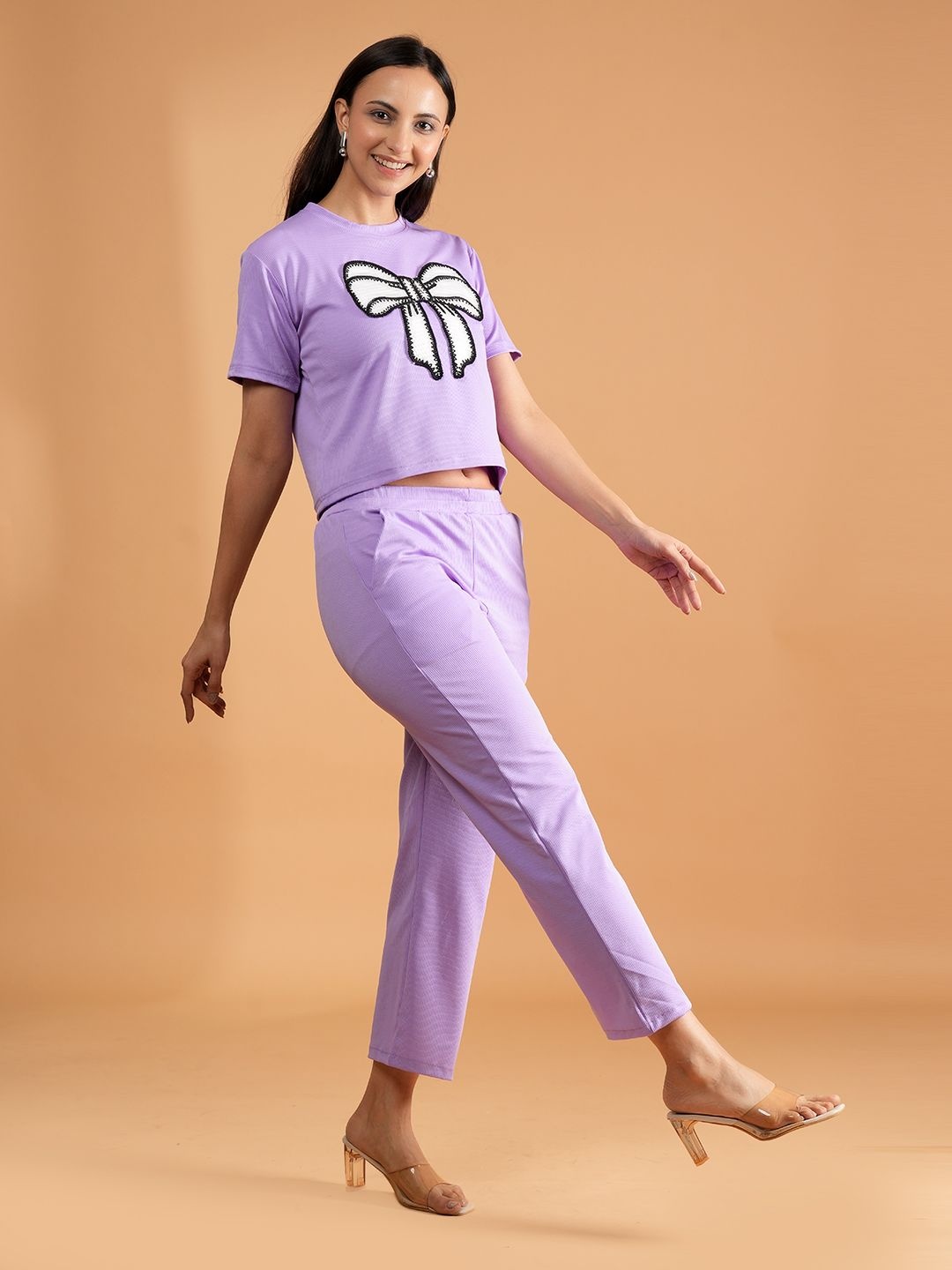

BAESD Embroidered Pure Cotton Top And Trouser, Purple