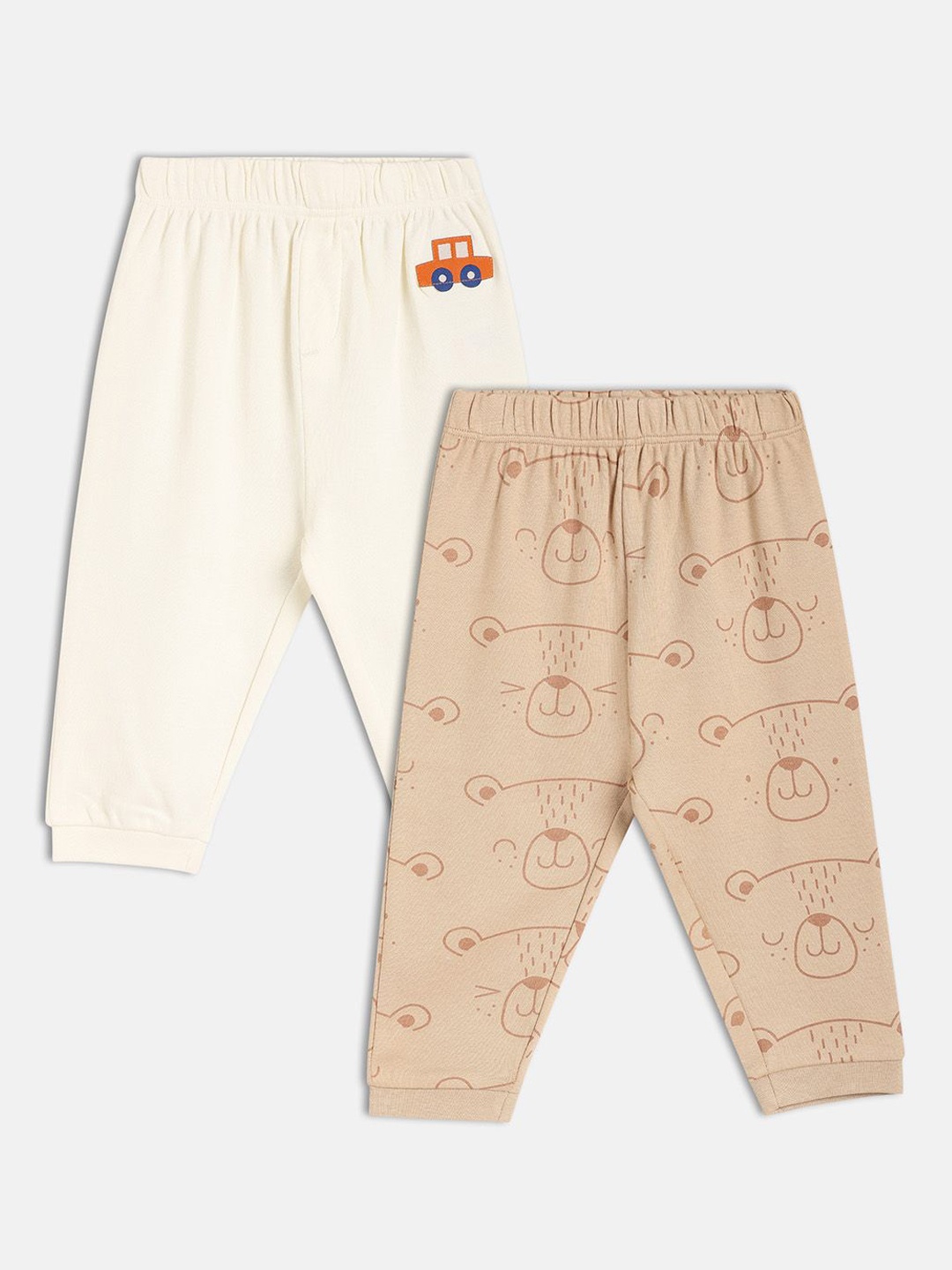 

MINI KLUB Boys Pack Of 2 Printed Cotton Joggers Trousers, White
