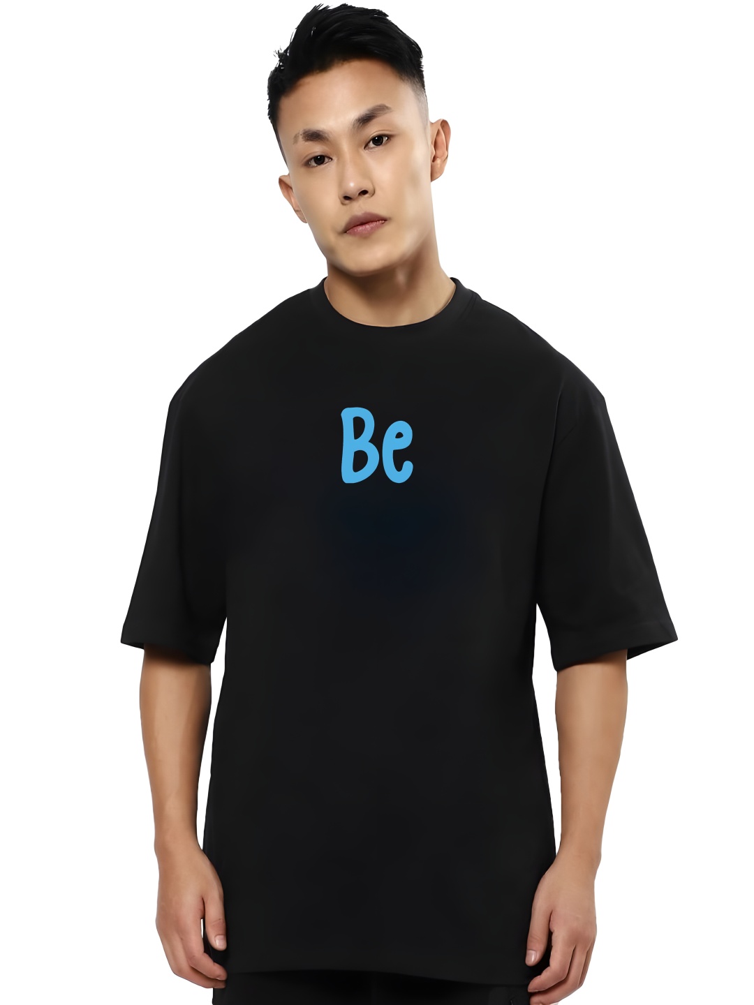 

BOWLIFESTYLE Men Drop-Shoulder Sleeves Pure Cotton T-shirt, Black