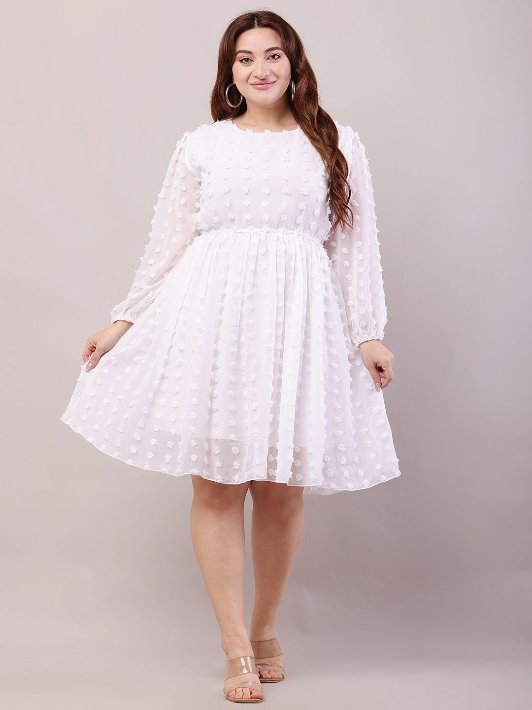 

HELLO DESIGN Georgette Fit & Flare Midi Dress, White