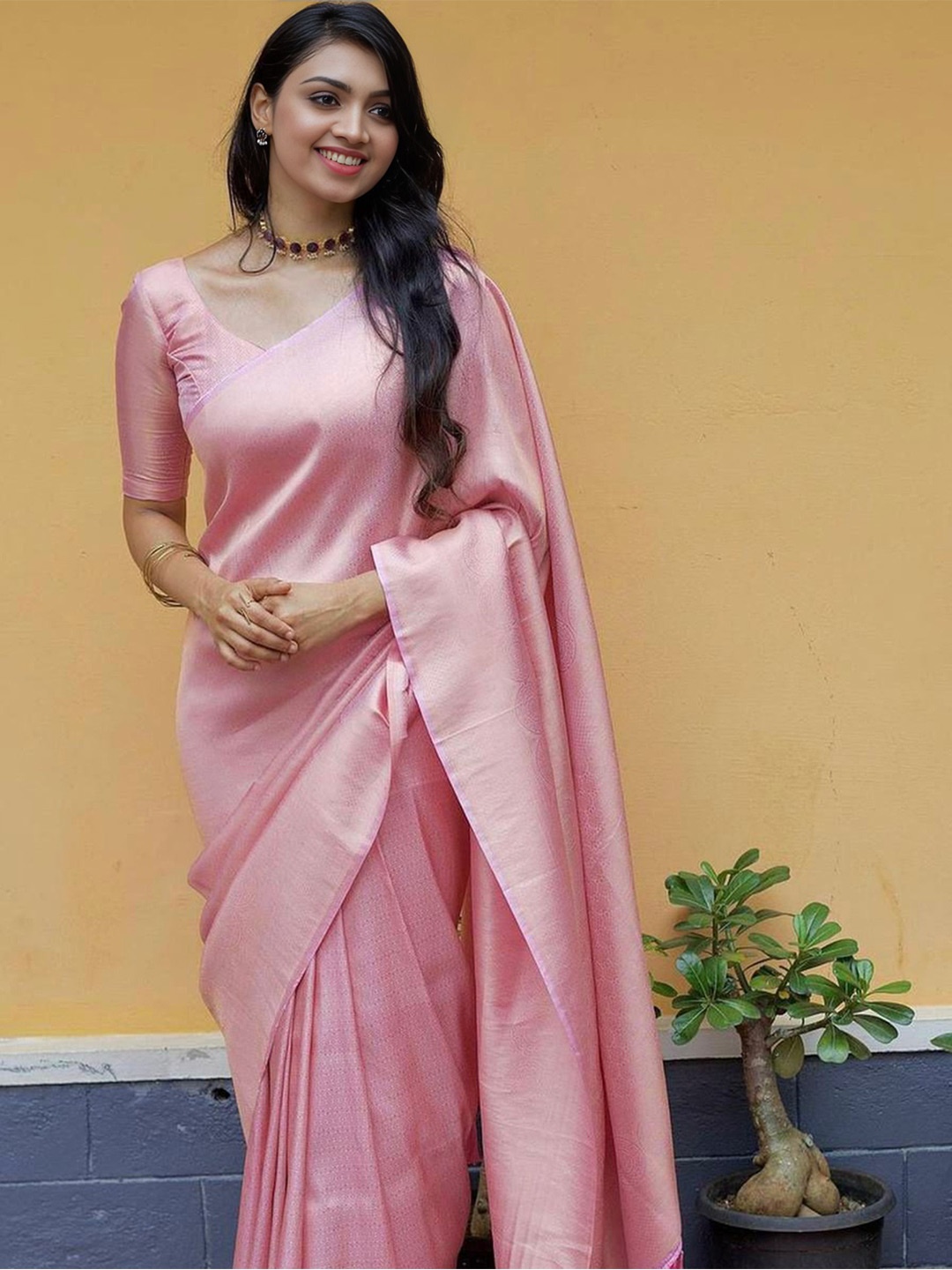 

bansari textiles Woven Design Banarasi Saree, Pink