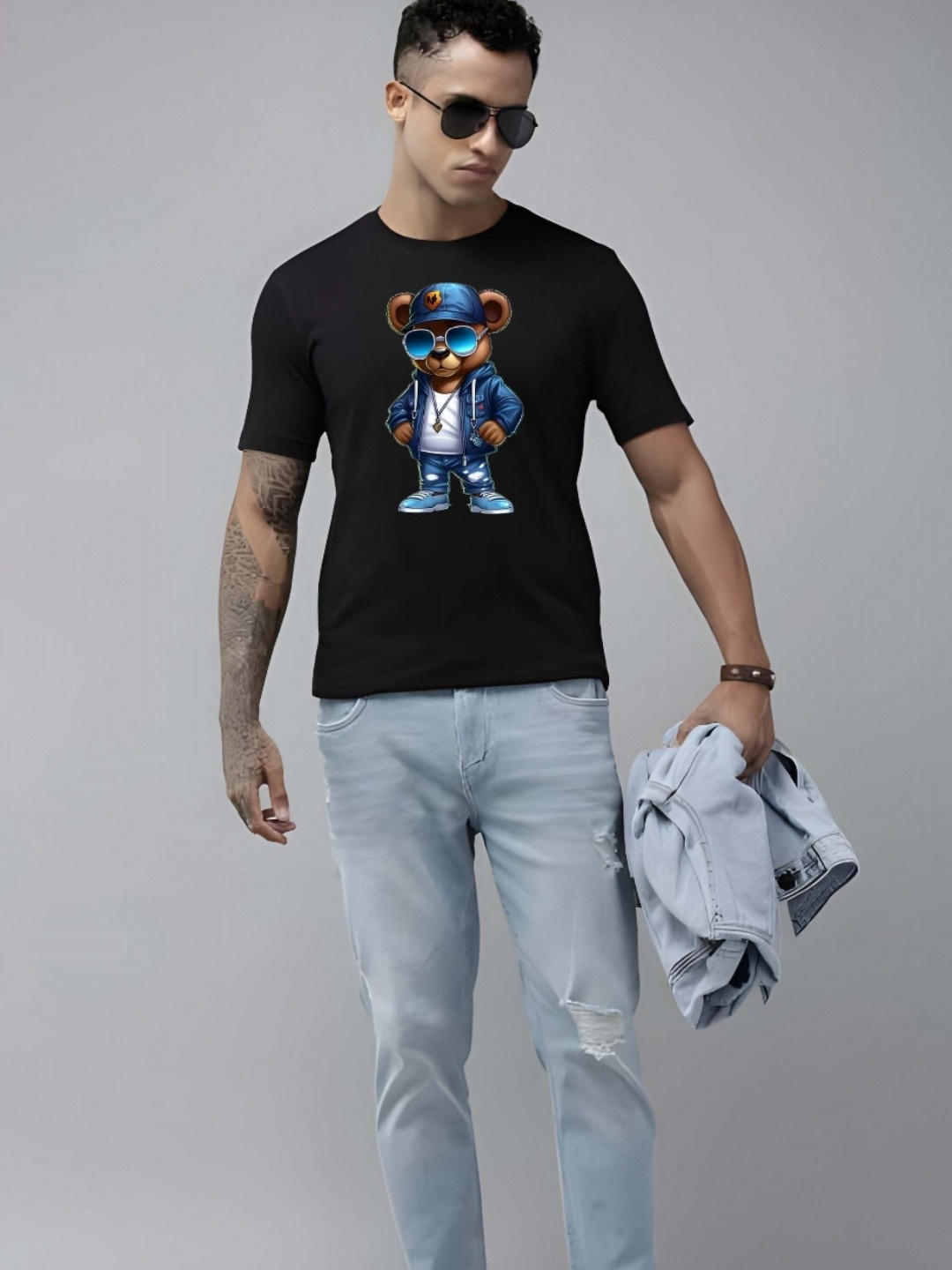 

Moda Rapido Men Graphic Printed Round Neck Cotton Slim Fit T-shirt, Black