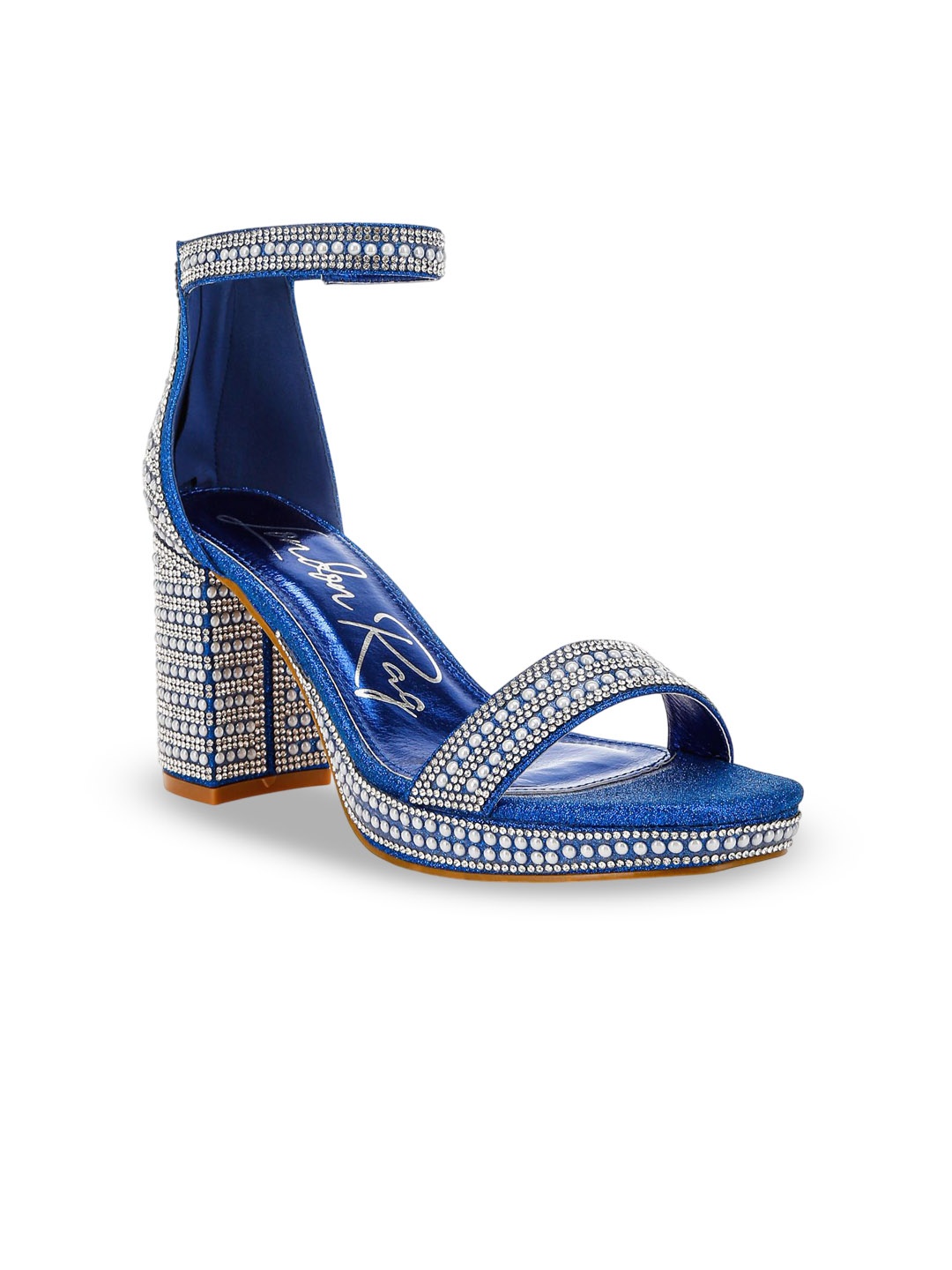 

London Rag Women Embellished Block Sandals, Blue