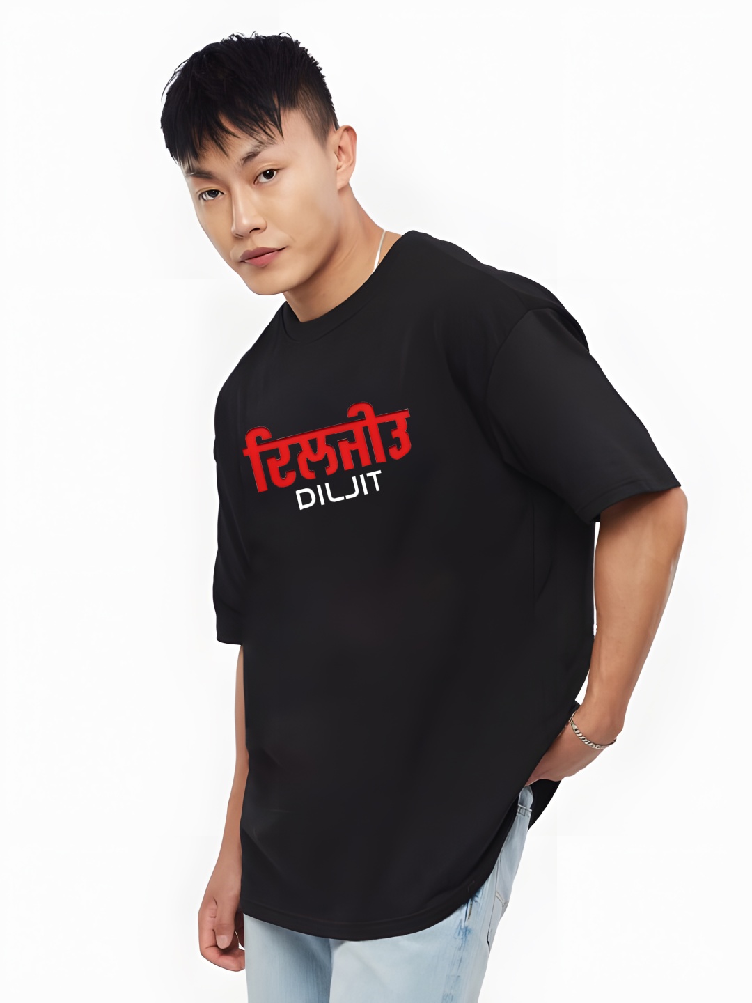 

BOWLIFESTYLE Men Drop-Shoulder Sleeves Pure Cotton T-shirt, Black