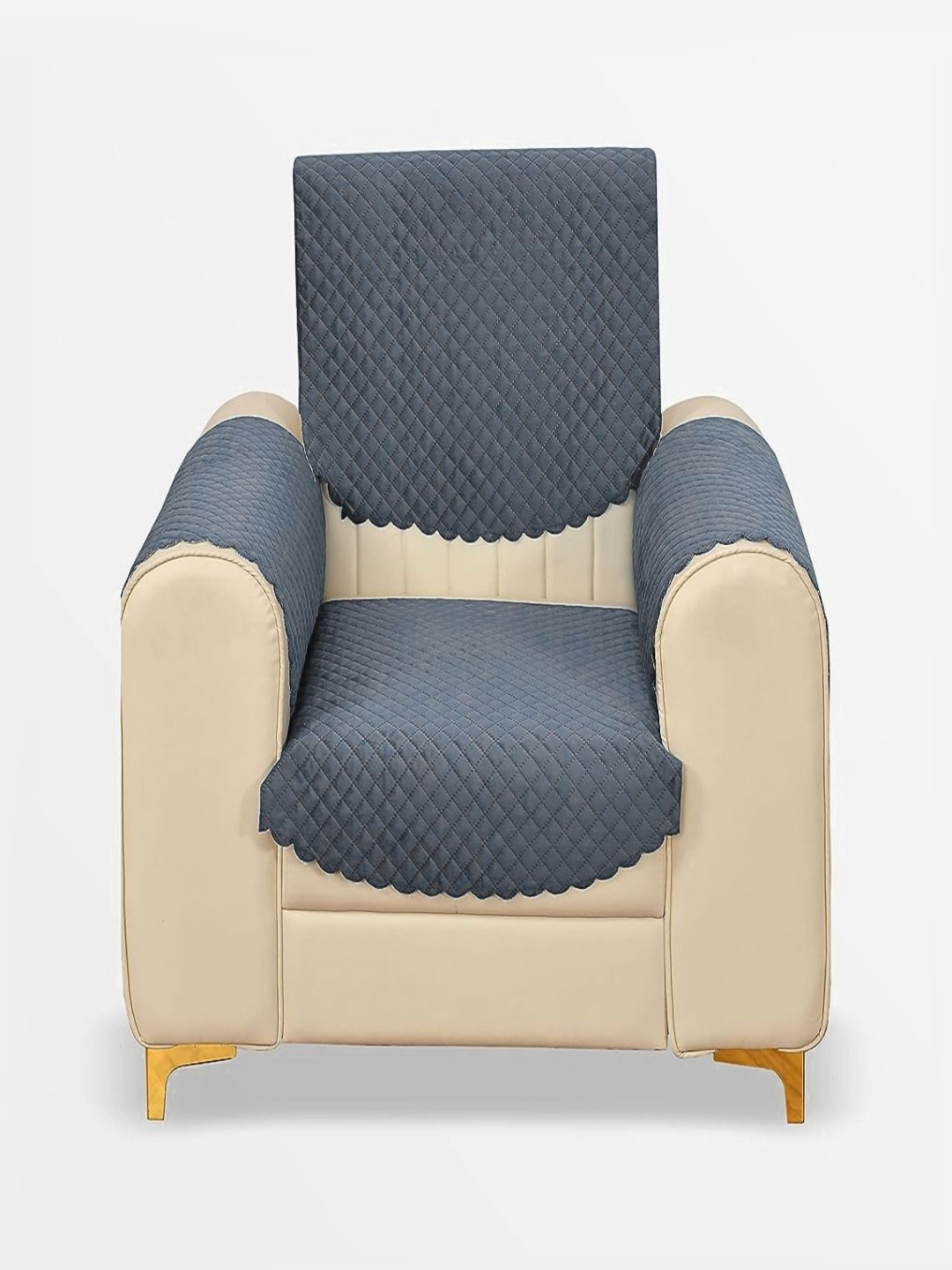 

Fashion Throw Grey Checked Velvet Sofa Cover With Arm