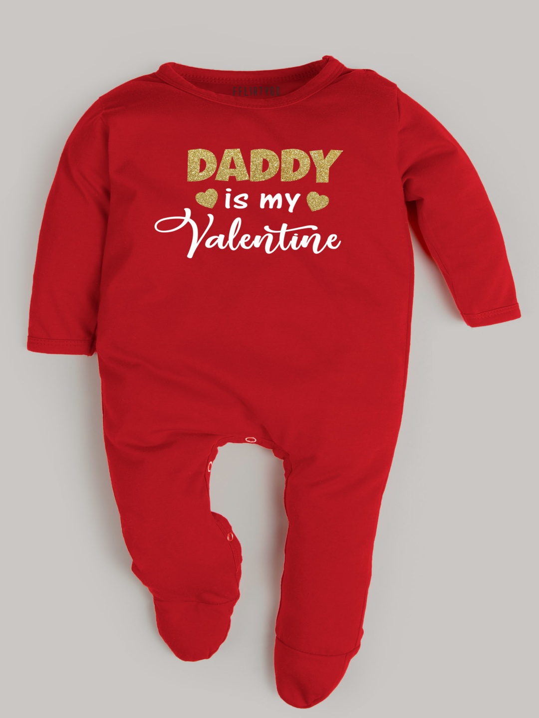 

FFLIRTYGO Infants Valentine Day Printed Cotton Sleepsuit, Red