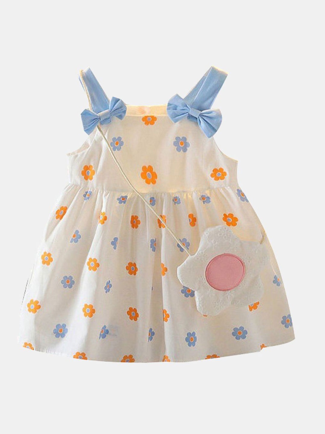 

YK Print Fit & Flare Dress, Orange