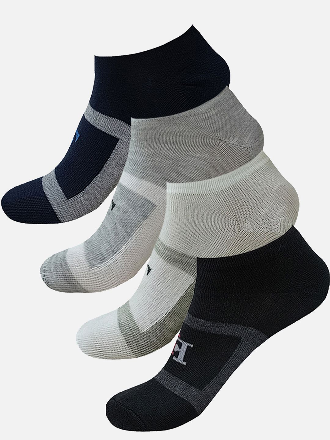 

StyFun Men Pack Of 4 Printed Moisture-Wicking Ankle Length Socks, Black
