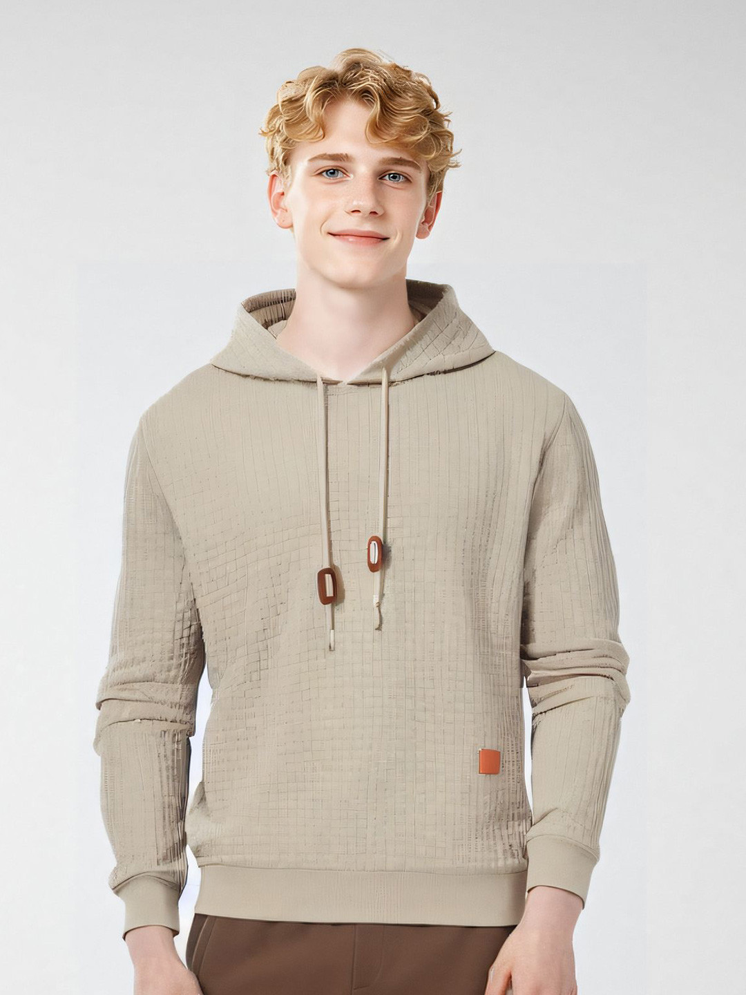 

StyleCast x Revolte Men Hooded Sweatshirt, Khaki