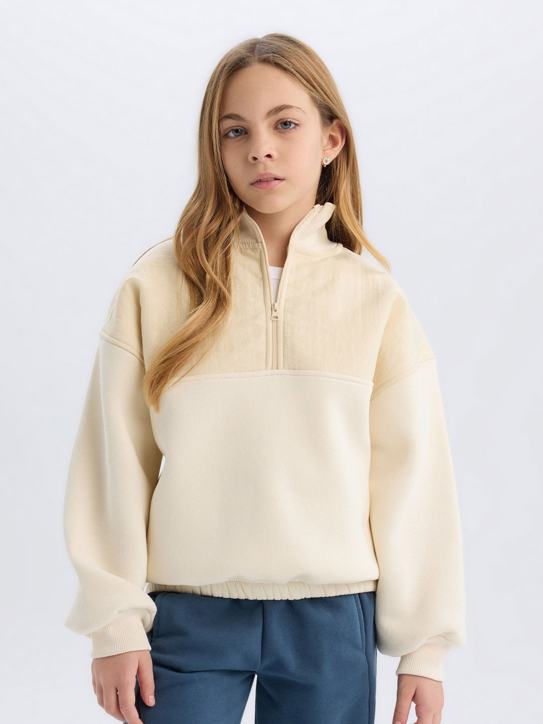 

DeFacto Girls Colourblocked Pullover, Beige