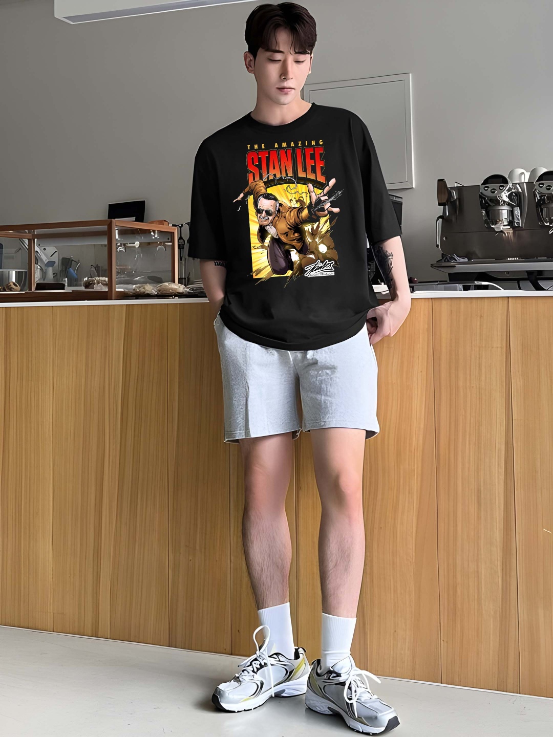 

Krimmple Men Drop-Shoulder Sleeves Pure Cotton T-shirt, Black