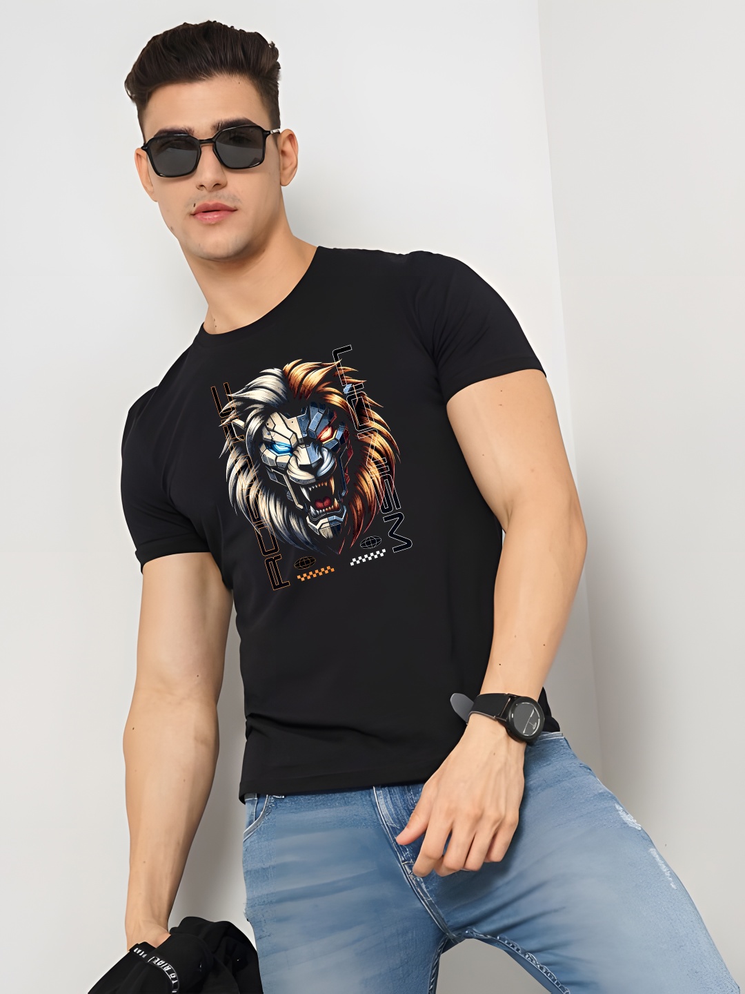 

BOWLIFESTYLE Men Pure Cotton T-shirt, Black