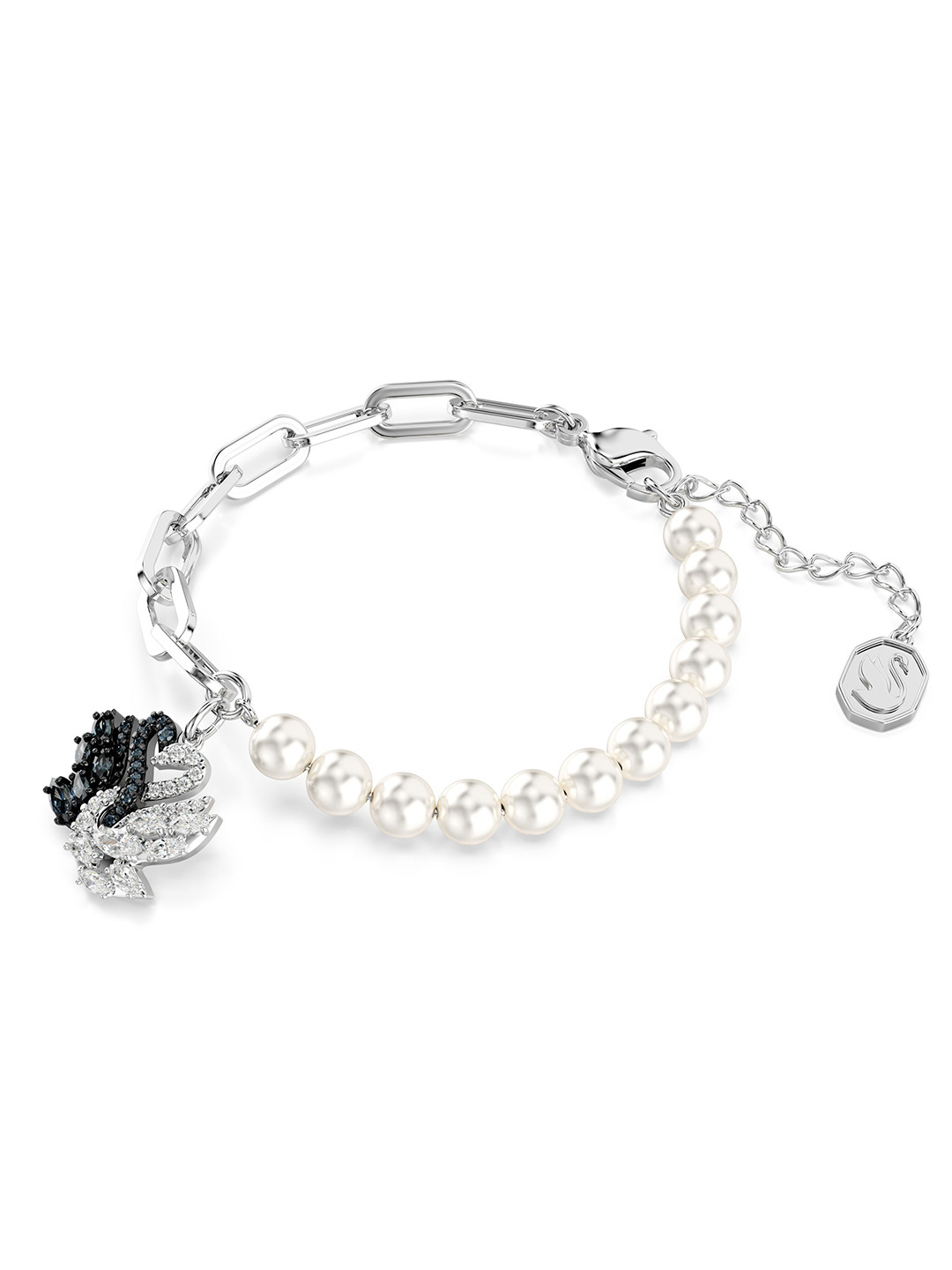 

SWAROVSKI Crystal Stone Studded & Beaded Bracelet, Silver