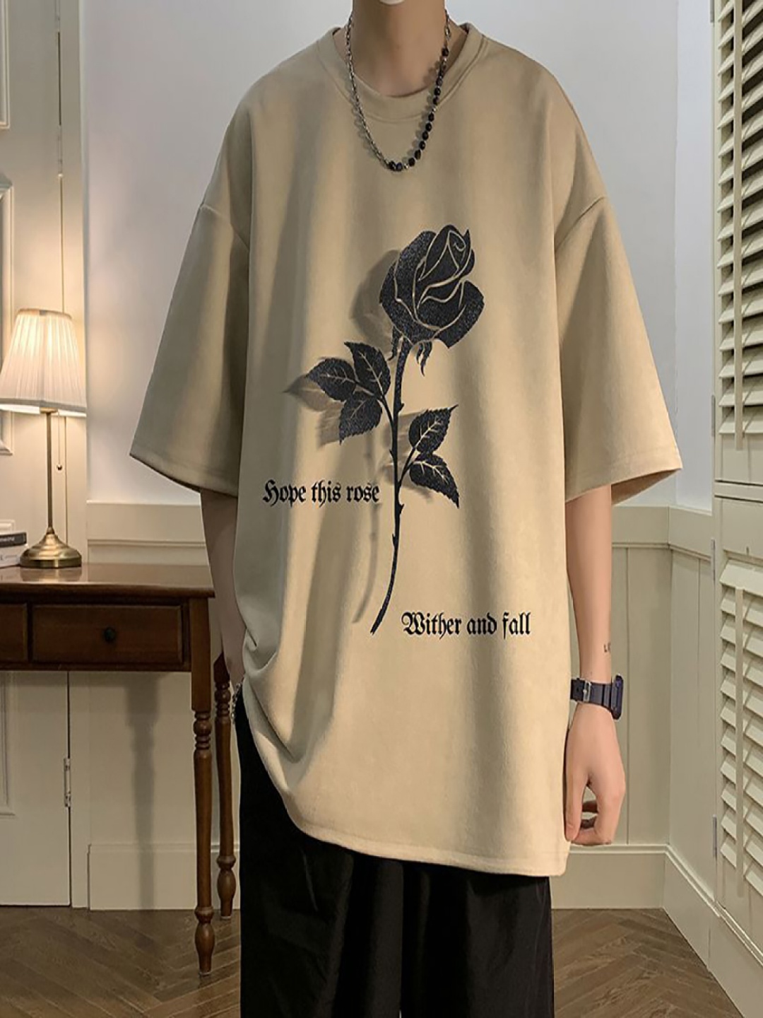 

StyleCast x Revolte Men Floral Printed T-shirt, Beige