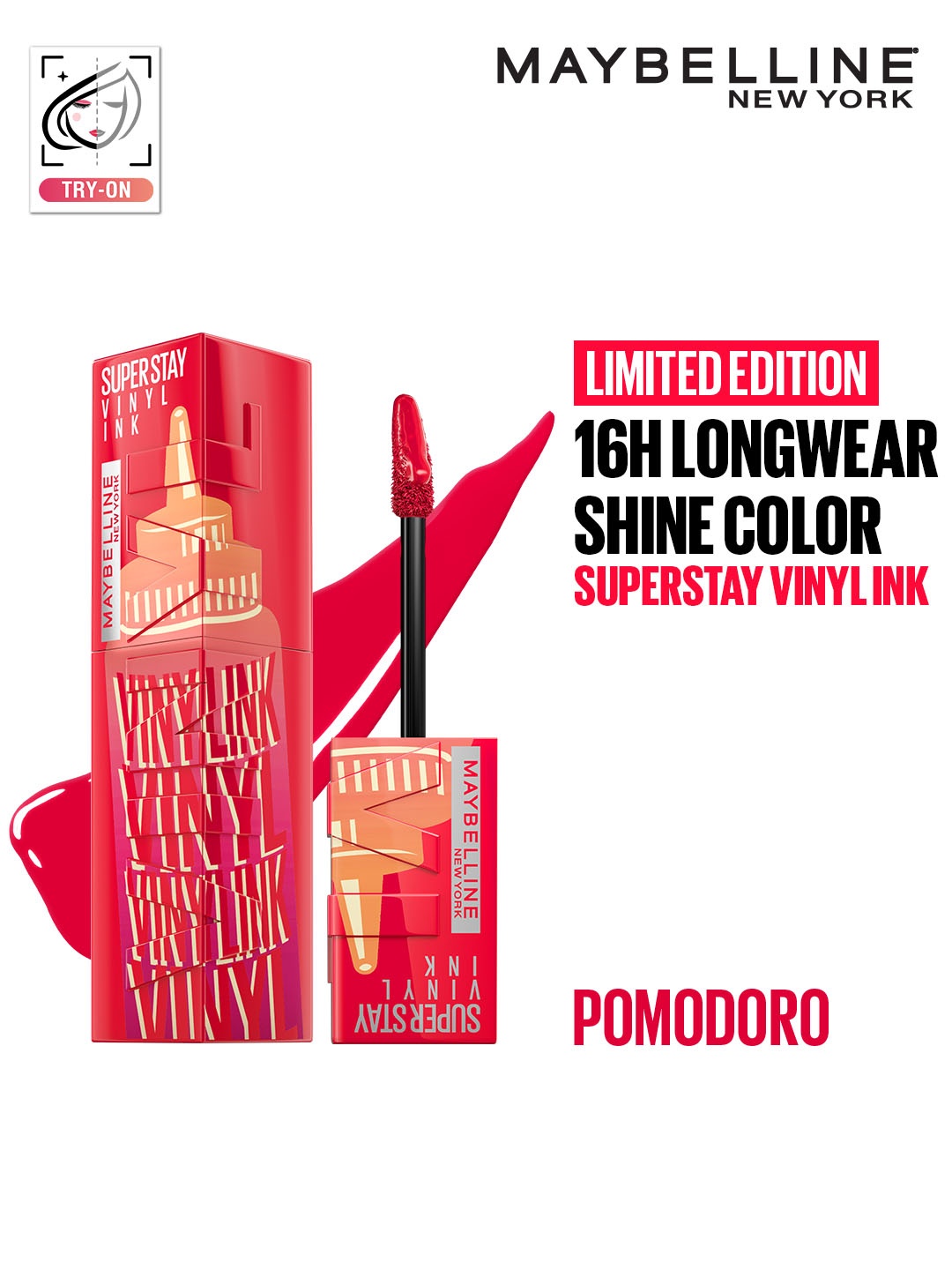 

Maybelline New York Superstay Vinyl Ink Long Wear Shine Lip Color 4.2g - Pomodoro, Red