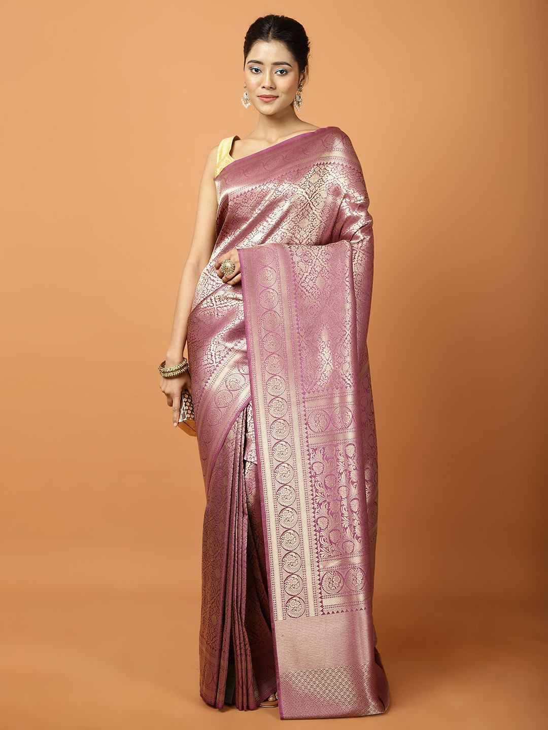 

Meena Bazaar Woven Design Zari Banarasi Saree, Lavender