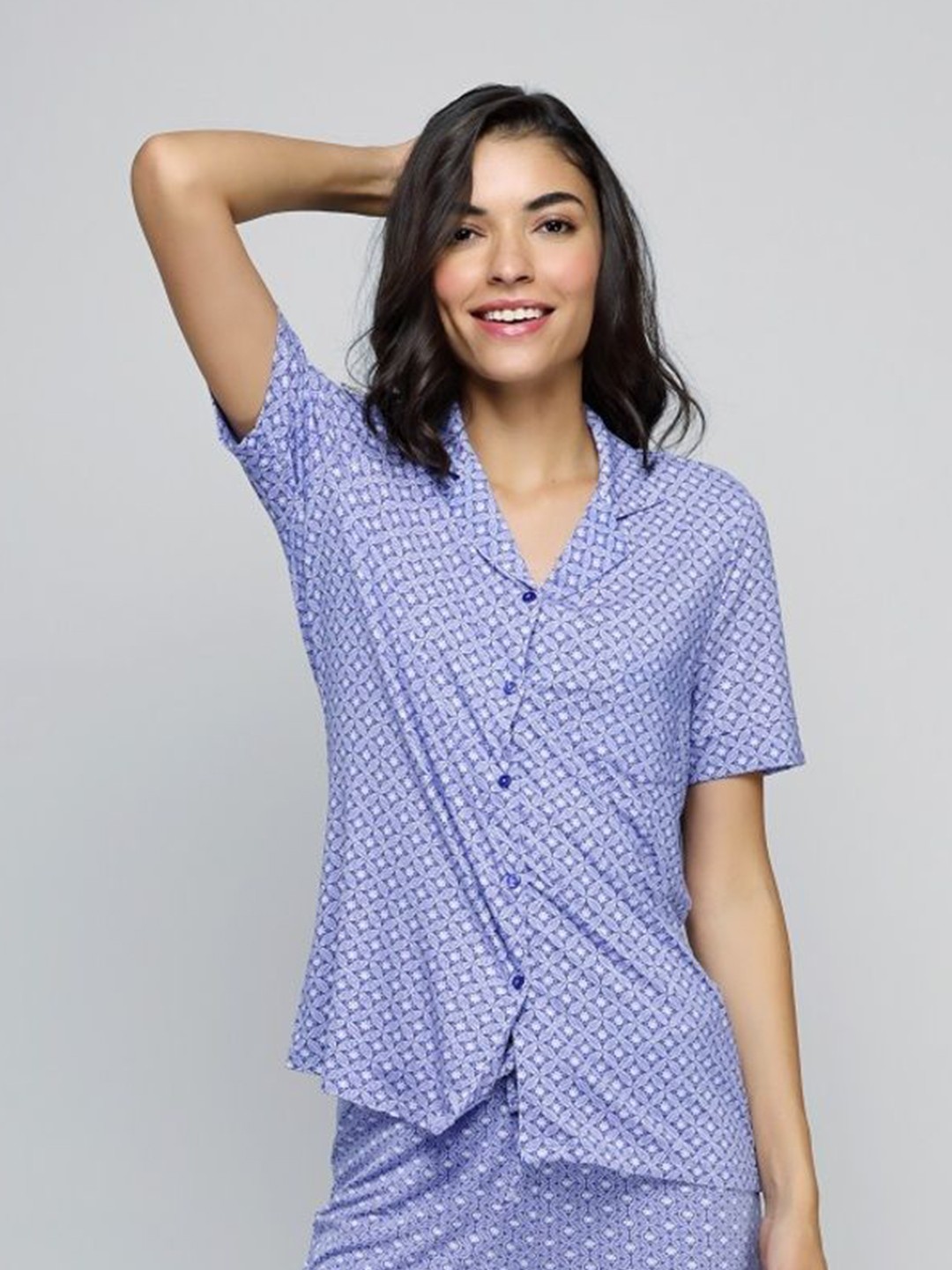 

necesera Women Shirt Style Top, Navy blue
