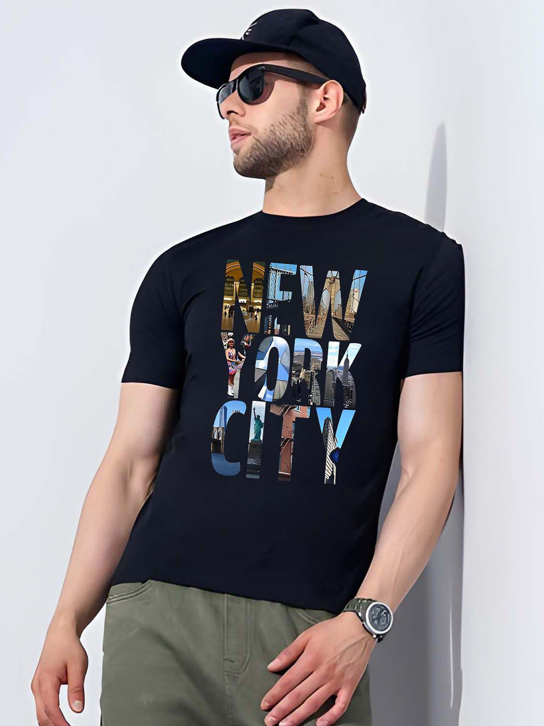 

Moda Rapido Men Typography Printed Round Neck Cotton Slim Fit T-shirt, Black