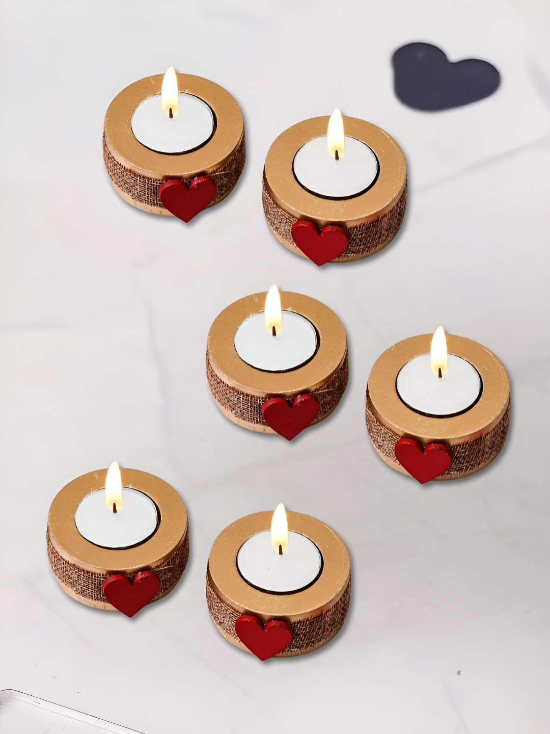 

eCraftIndia Brown & Red 6 Pieces Wooden Candle Holders