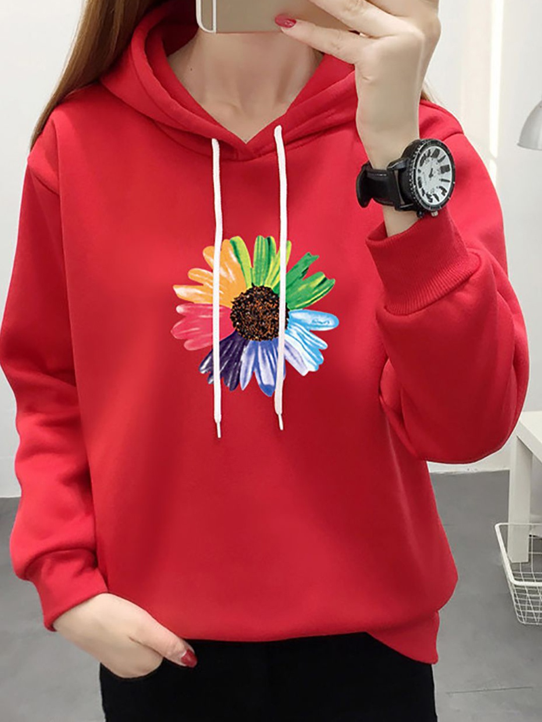 

StyleCast x Revolte Women Hooded Sweatshirt, Red
