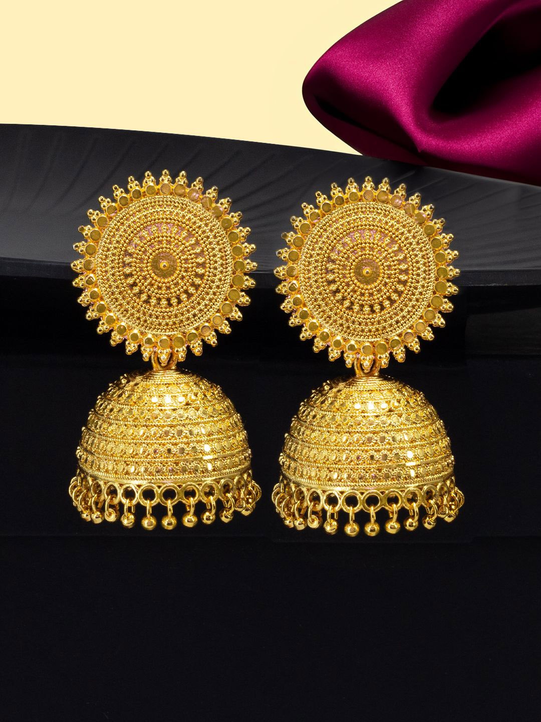 

PRIVIU Gold-Plated Dome Shaped Jhumkas