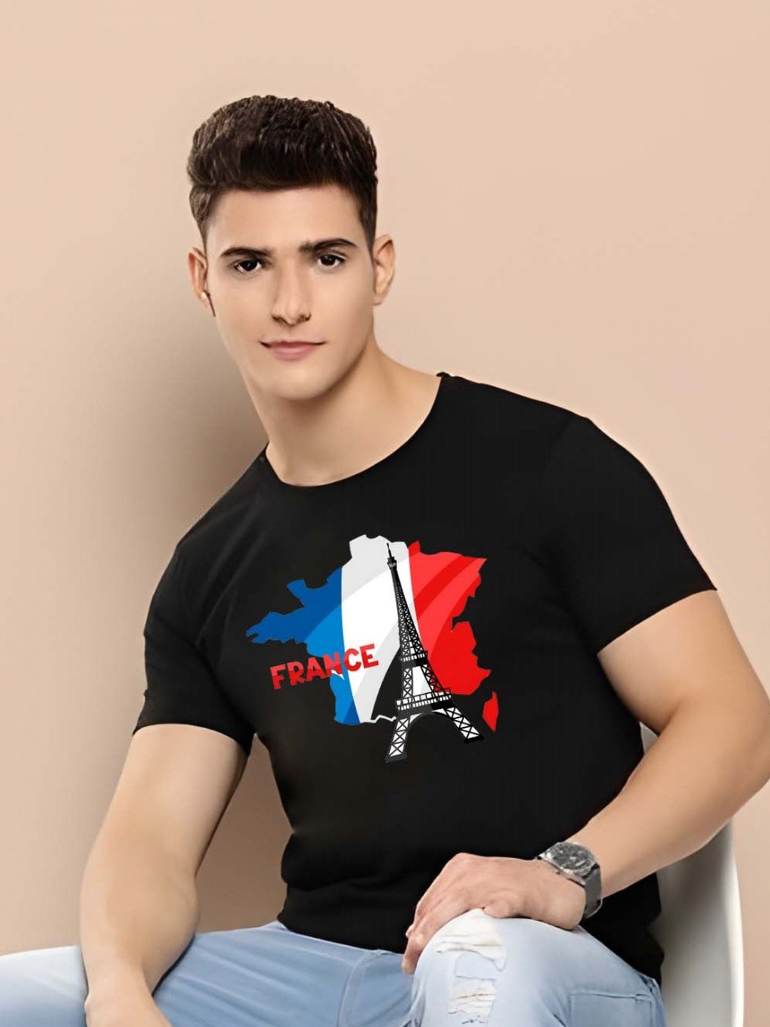 

Moda Rapido Men Typography Printed Round Neck Cotton Slim Fit T-shirt, Black