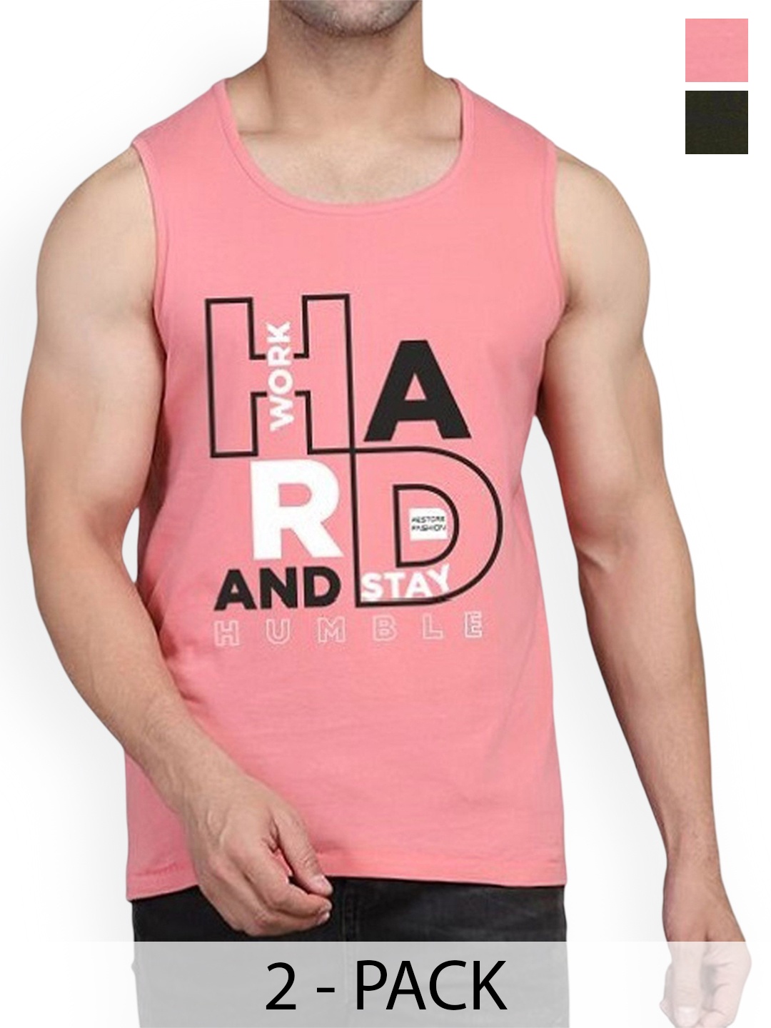 

WOOSTRO Pack Of 2 Printed Innerwear Vests RS26 CMB (HARD PEACH) (MORE OLIVE)
