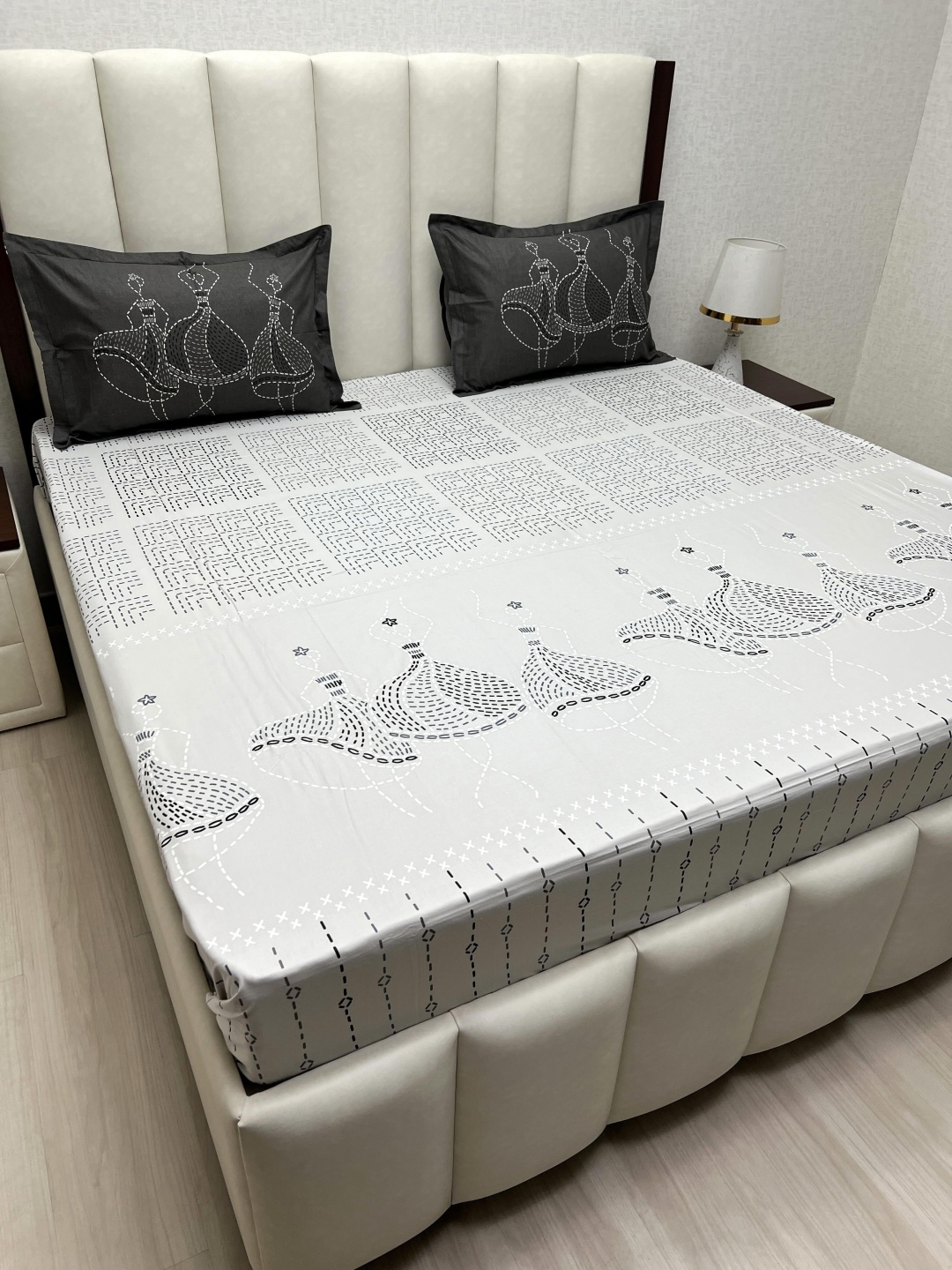 

Pure Decor Cotton King Size Double Bed Bedsheet With 2 Pillow Covers 2.74m X 2.74m, Grey