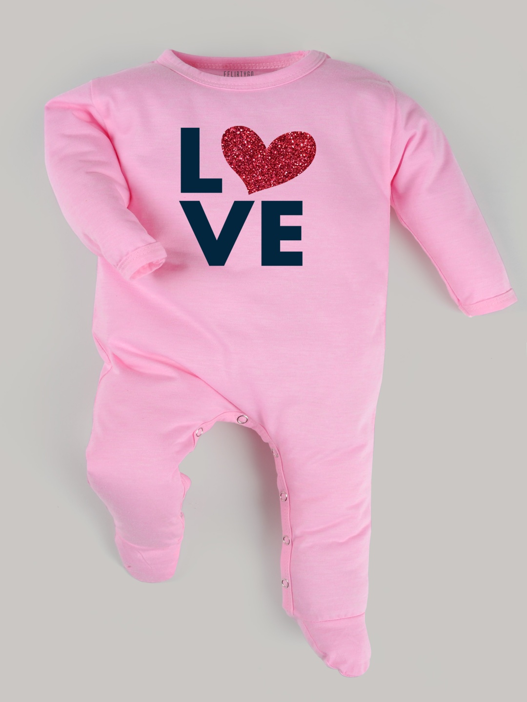 

FFLIRTYGO Infants Valentine Day Printed Cotton Sleepsuit, Pink