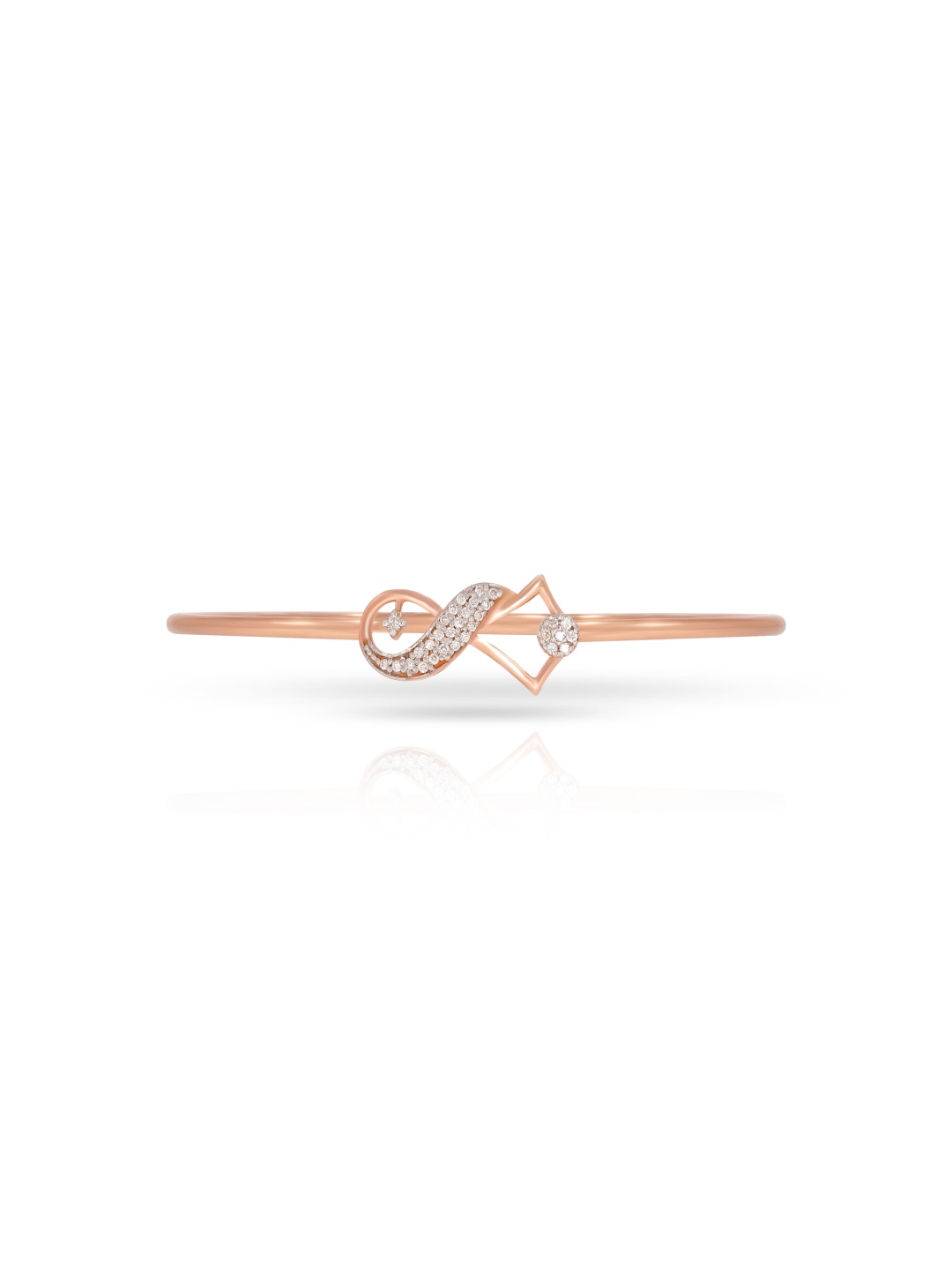 

BHIMA 18K BIS Hallmark 750 Purity Curvy Glow Diamond Bracelet 4.439gm, Rose gold