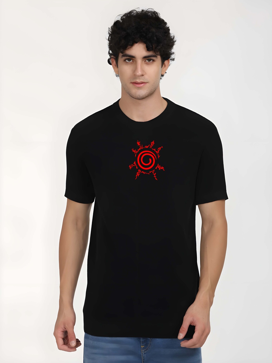 

Krimmple Men Pure Cotton T-shirt, Black