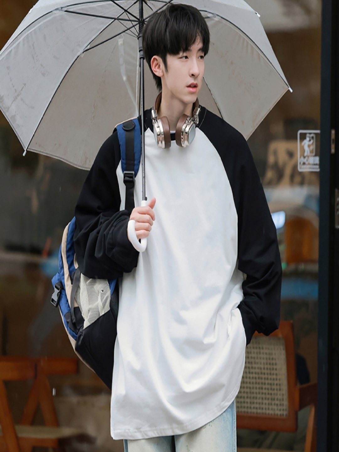 

StyleCast x Revolte Men Colourblocked Round Neck Cotton Oversized T-shirt, White
