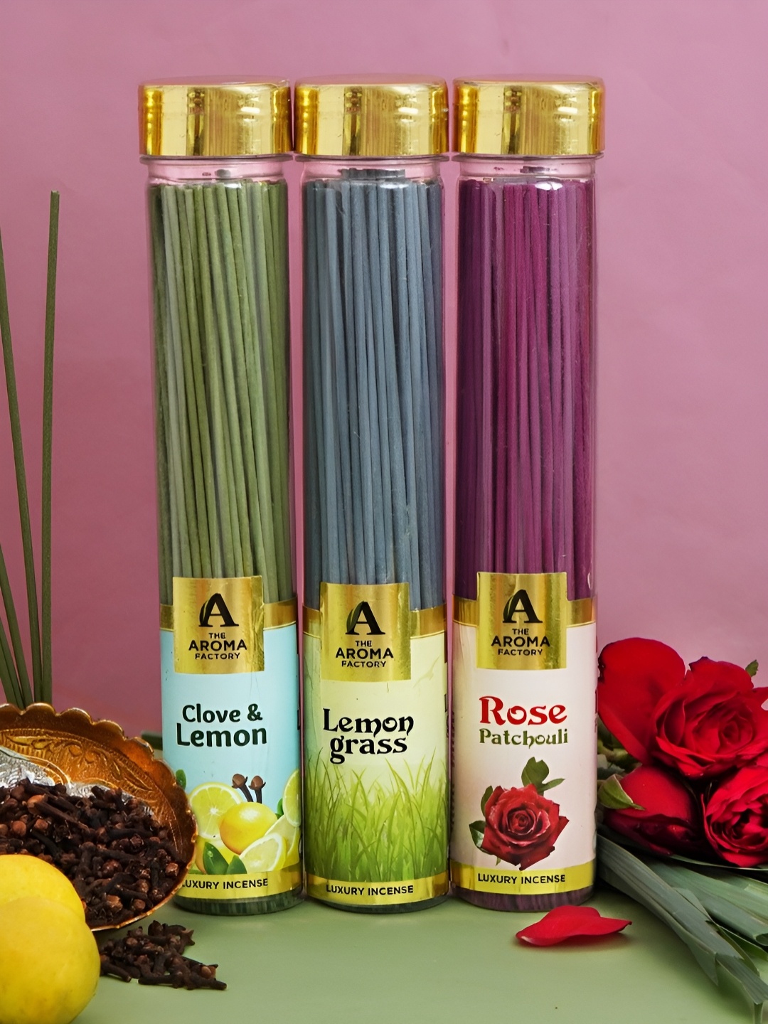 

The Aroma Factory Transparent & Gold-Toned 3 Pieces Wooden Natural & Herbal Incense Sticks