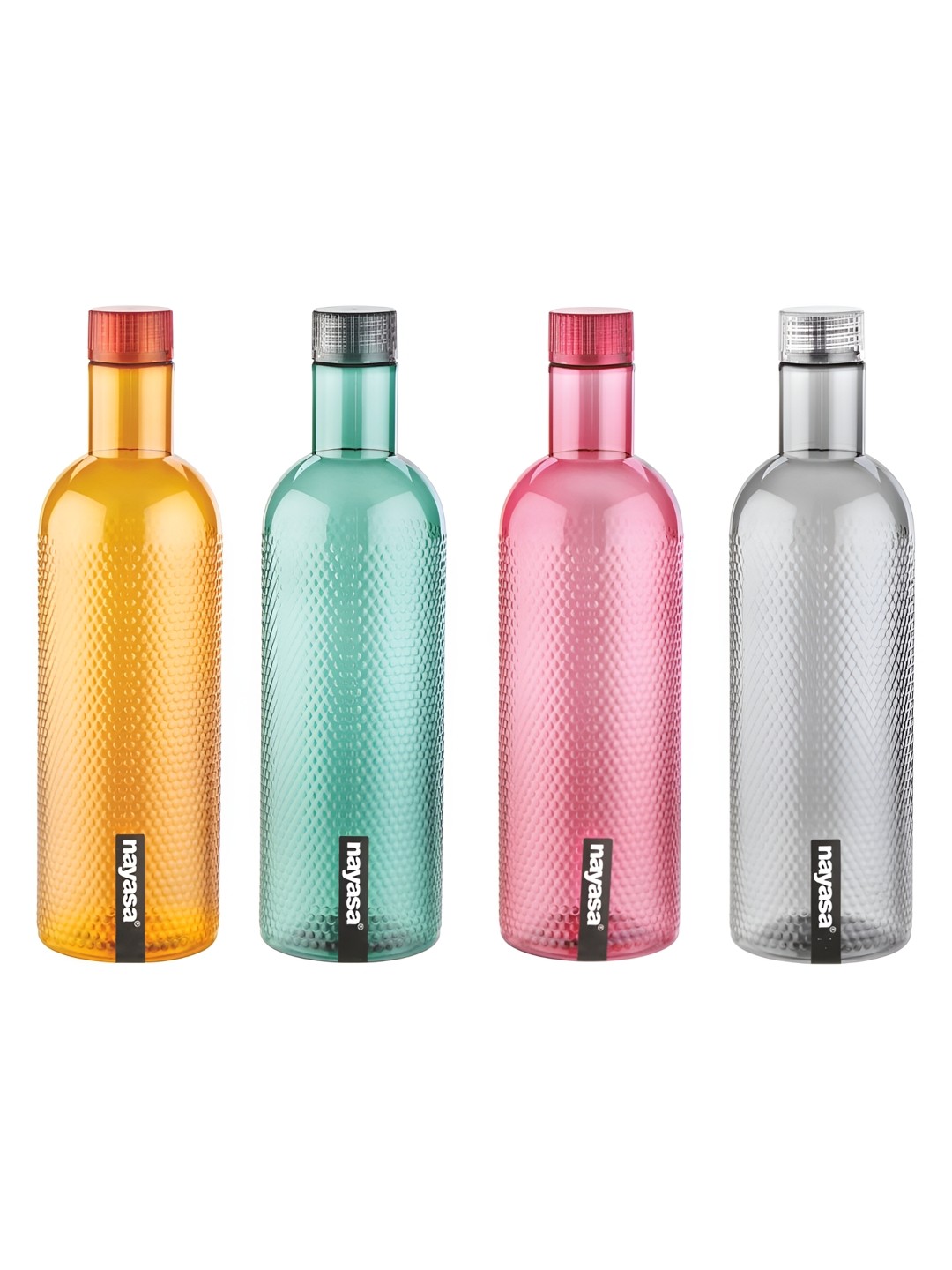 

Nayasa Multicoloured Set of 5 Plastic Water Bottle, Multi