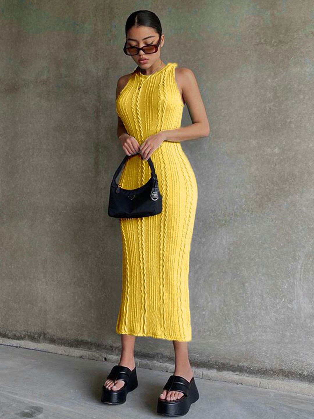 

StyleCast x Revolte Women Bodycon Maxi Dress, Yellow