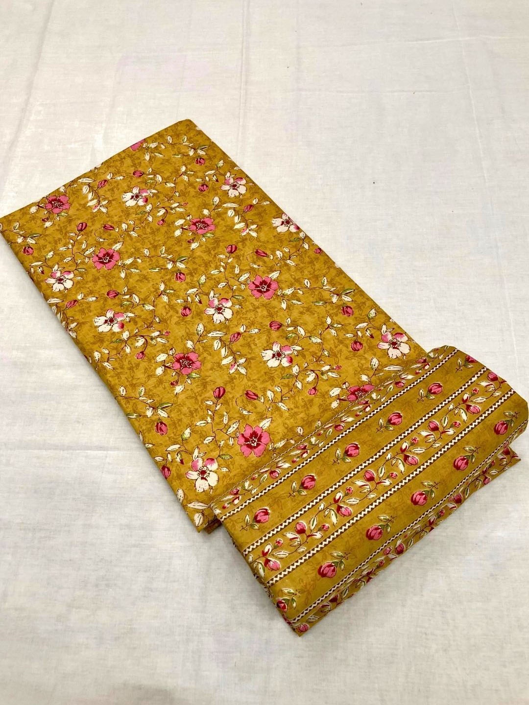 

PALASH Floral Printed Pure Cotton Unstitched Dress Material, Brown