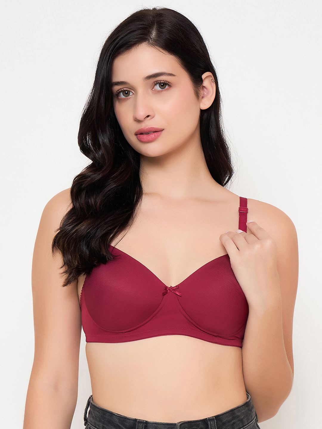 

Clovia Women Full Coverage Lightly Padded T-shirt Bra, Maroon