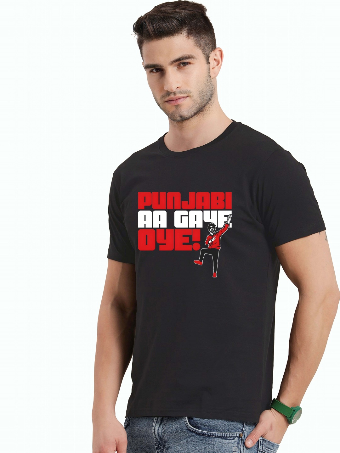 

Krimmple Men Drop-Shoulder Sleeves Pure Cotton T-shirt, Black