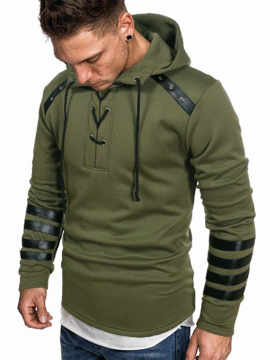

StyleCast x Revolte Men Hooded Sweatshirt, Green
