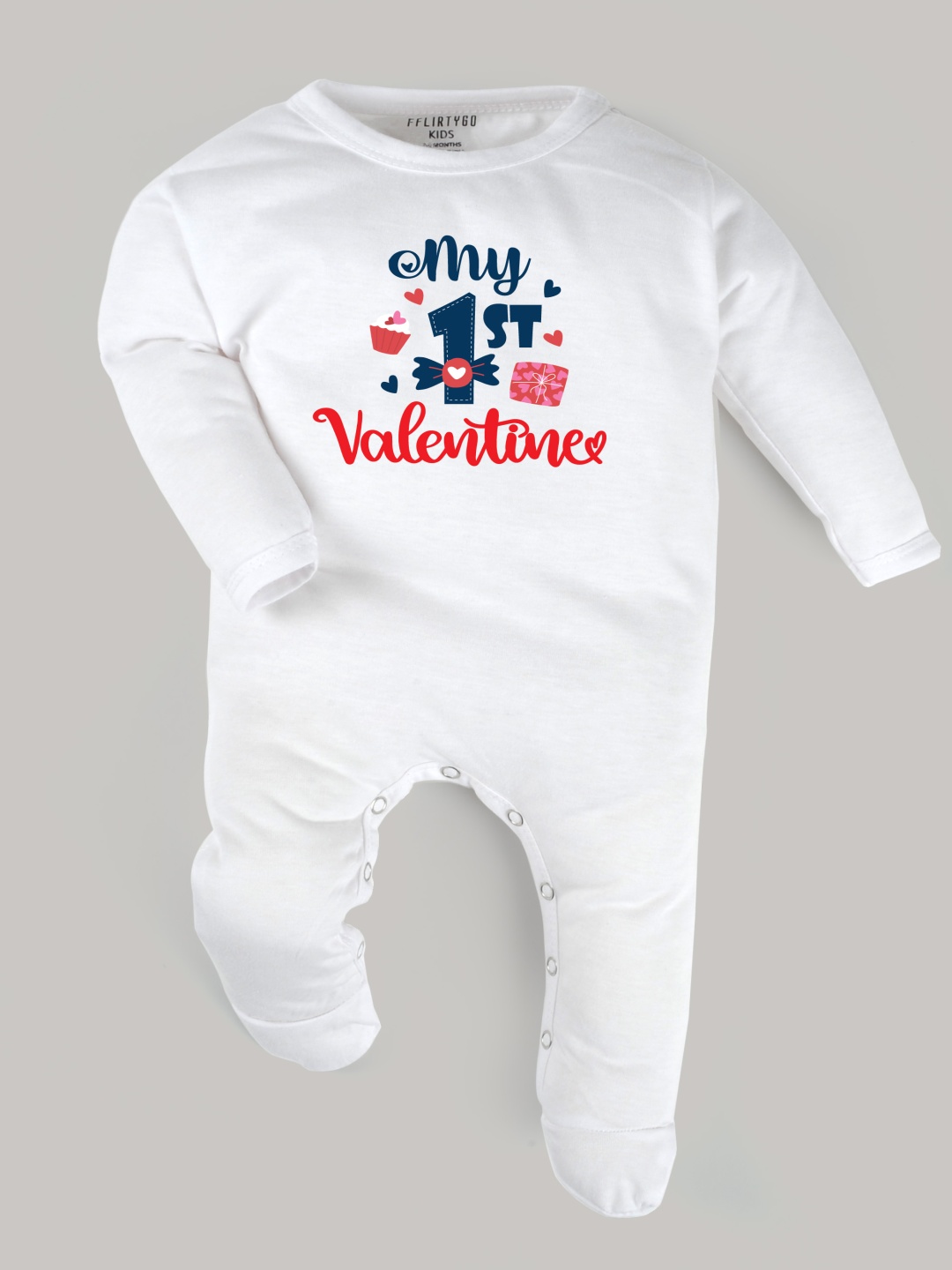 

FFLIRTYGO Infants Valentine Day Printed Cotton Sleepsuit, White