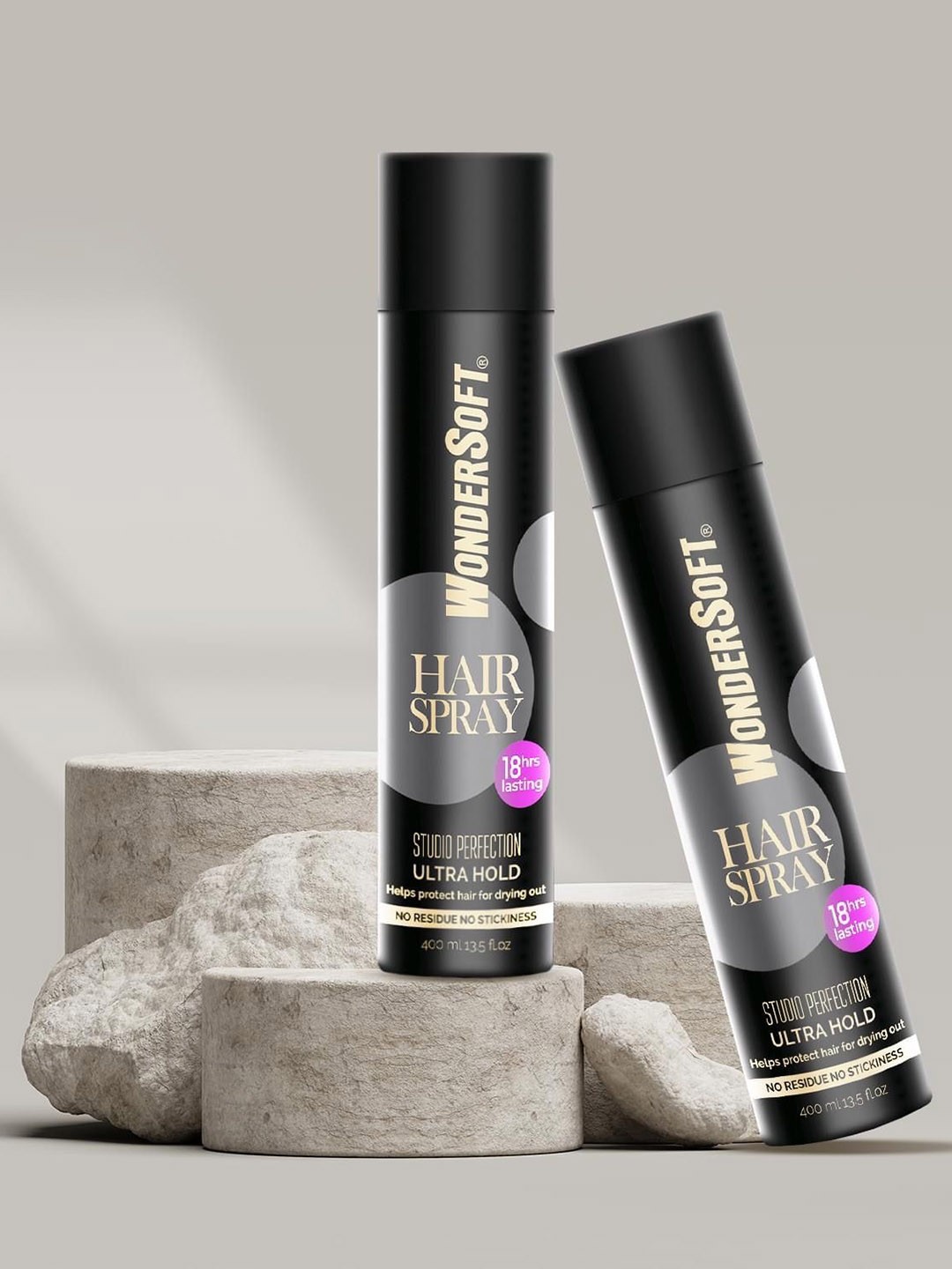 

WonderSoft Studio Perfection 18hrs Long Lasting Hair Styling Spray - 400 ml, Black