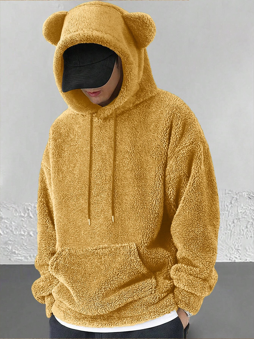

StyleCast x Revolte Men Fuzzy Hooded Sweatshirt, Yellow