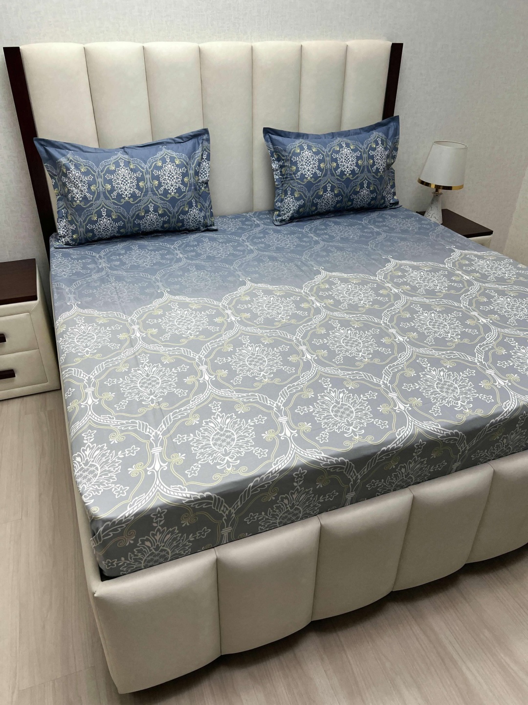 

Pure Decor Cotton King Size Double Bed Bedsheet With 2 Pillow Covers 2.74m X 2.74m, Blue