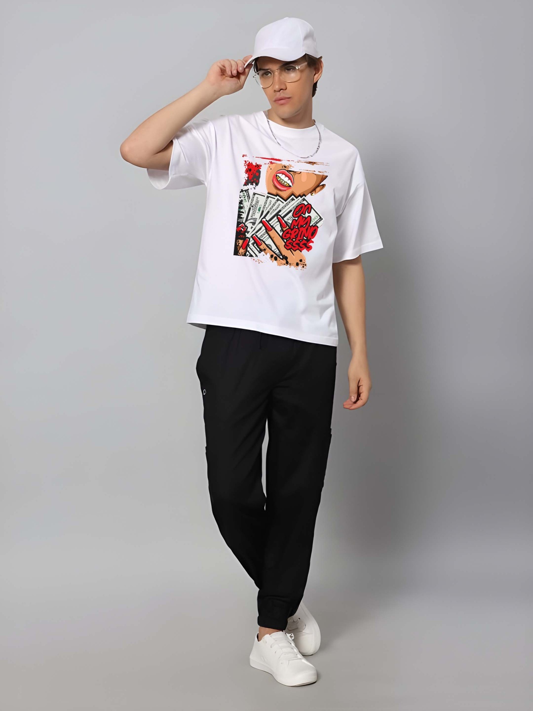 

BOWLIFESTYLE Men Drop-Shoulder Sleeves Pure Cotton T-shirt, White