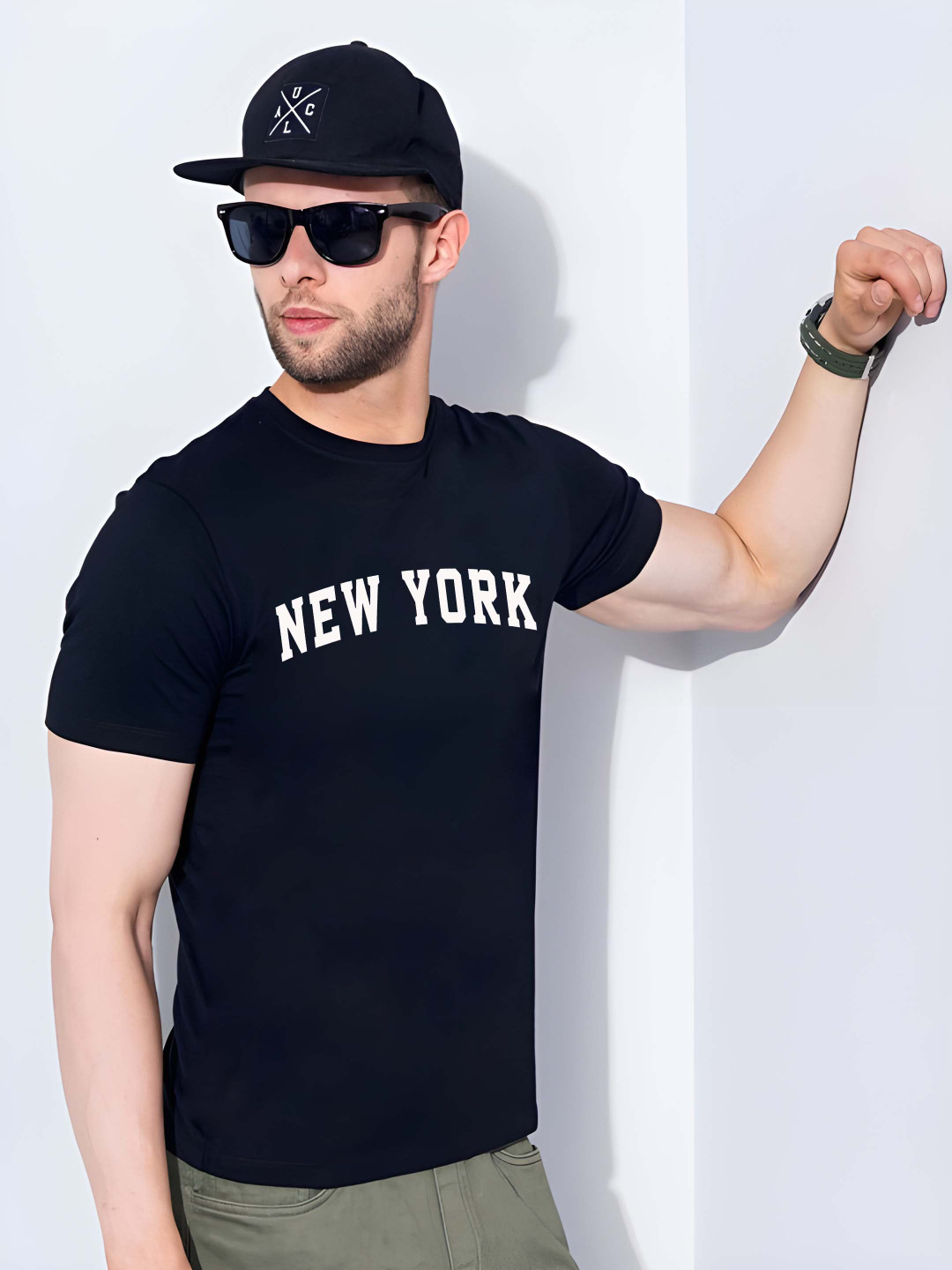 

Krimmple Men Graphic Printed Round Neck Cotton T-shirt, Black