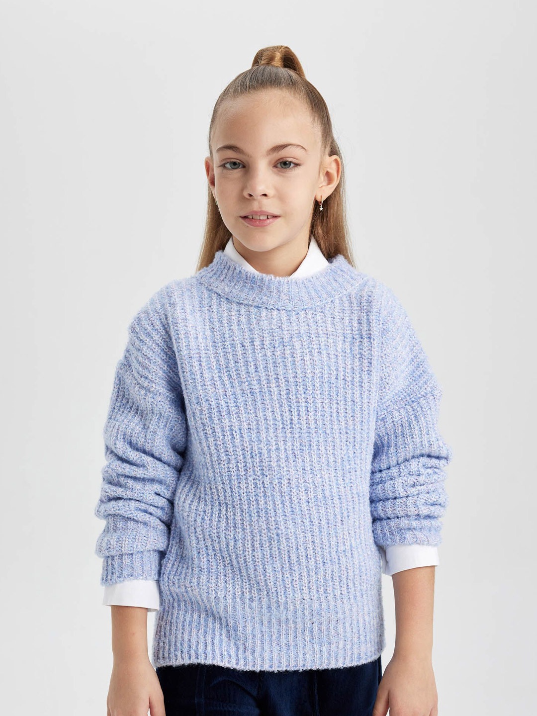 

DeFacto Girls Cable Knit Pullover, Blue