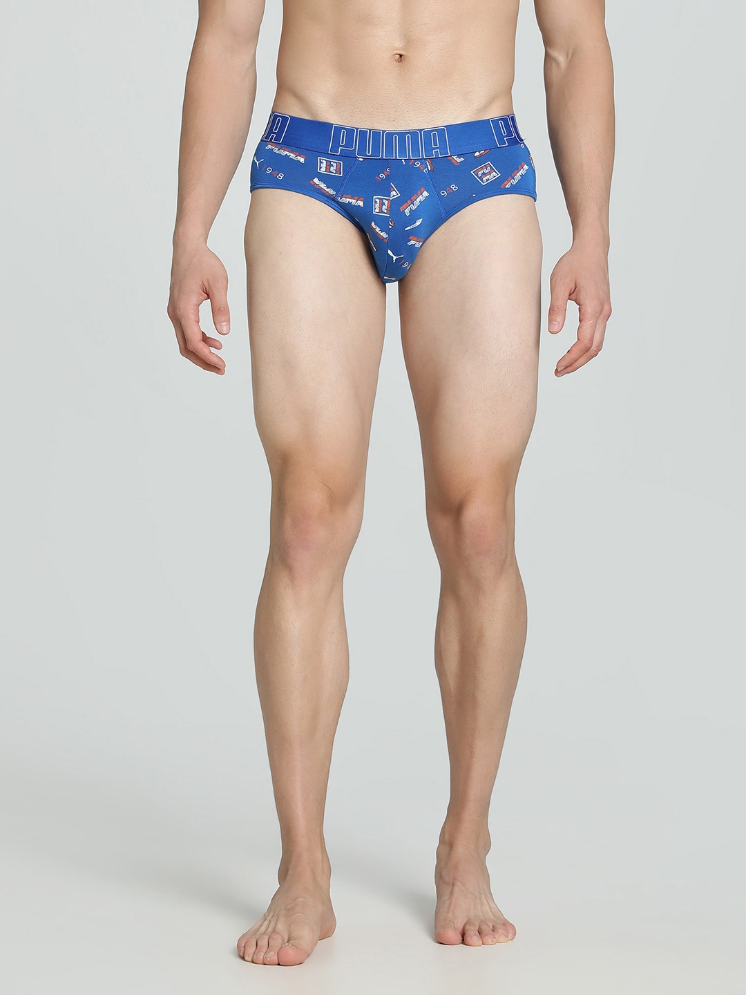 

PUMA Men Printed Cotton Mid-Rise Basic Briefs 68865802, Blue